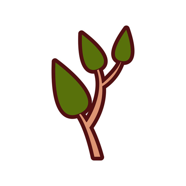 silueta gruesa colorida de la rama del árbol con hojas
 - Vector, imagen