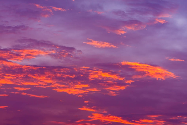 Nature background. Red sky at night and clouds. Beautiful and colorful sunset  - Photo, Image