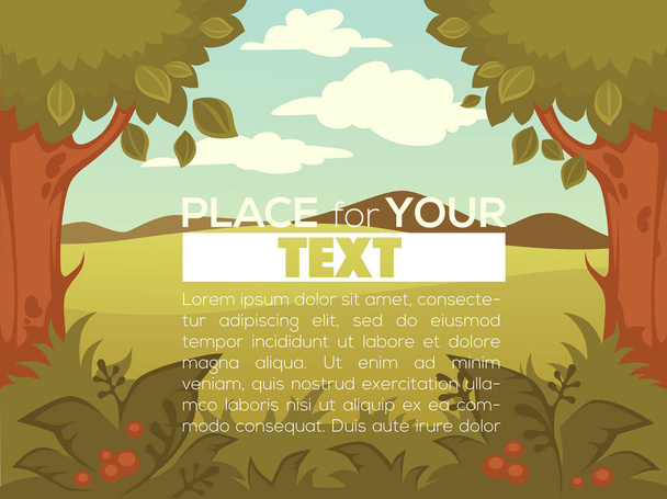 cartoon rural landscape wor your banner template or mobile game  - Vector, Imagen