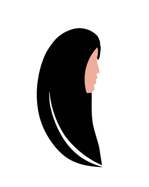 長い黒髪を持つ女性プロフィール - ベクター画像