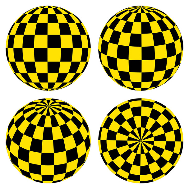 Set sfere 3D con un modello di taxi quadrati gialli e neri
 - Vettoriali, immagini