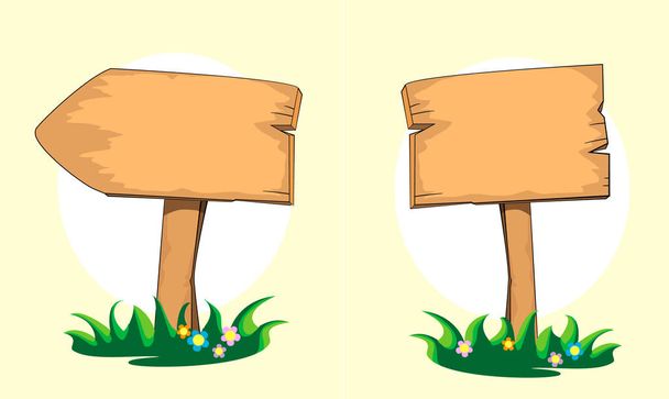 Señal de madera. Dibujos animados ilustración. Vector
 - Vector, Imagen