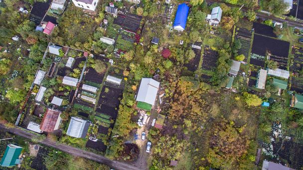 Aerial view of the Russian countryside in autumn - 写真・画像