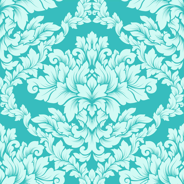 Damask naadloze patroon motief. Luxe royal sieraad, Victoriaanse textuur voor behang, textiel, zeewieren. Prachtige bloemen barok lacy bloeien in zacht mint groen kleuren - Vector, afbeelding