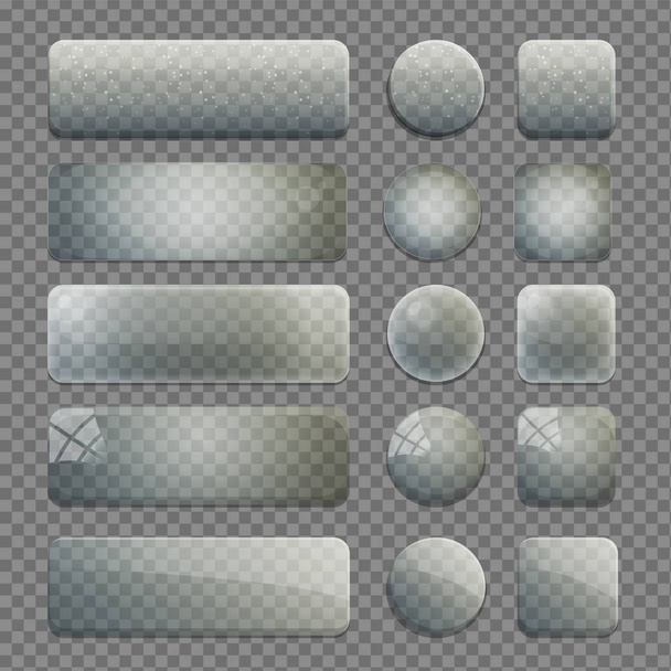 Colección de botones de aplicación de vidrio transparente
 - Vector, Imagen