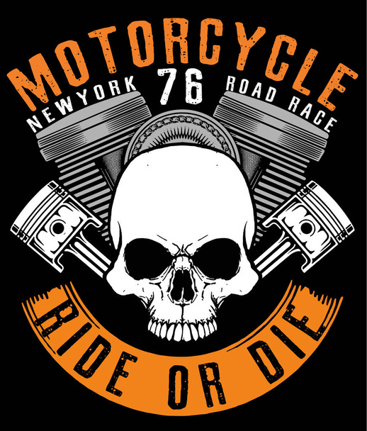 オートバイのスカル t シャツ グラフィック デザイン - ベクター画像