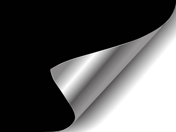 Sheet black with wrapped edge. The other side of the sheet silver. - Vector, Image