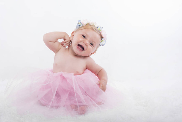 Baby girl in princess costume and pink tutu - Φωτογραφία, εικόνα