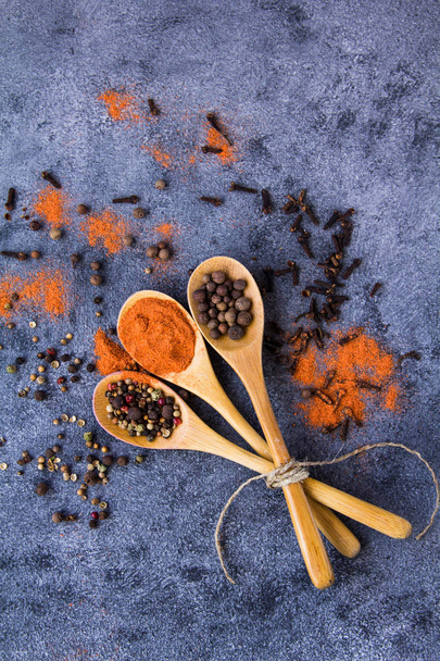 Three spoons with spices - Foto, immagini