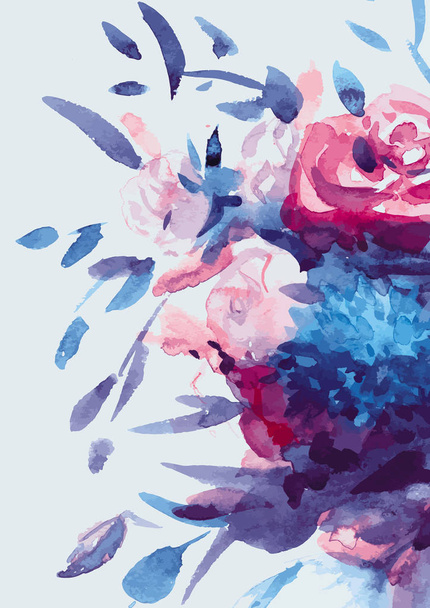 Ακουαρέλες μπουκέτο από πολύχρωμα λουλούδια - Διάνυσμα, εικόνα
