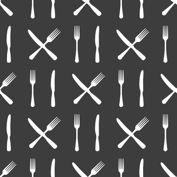 Fork and knife kitchen seamless pattern - Vektori, kuva