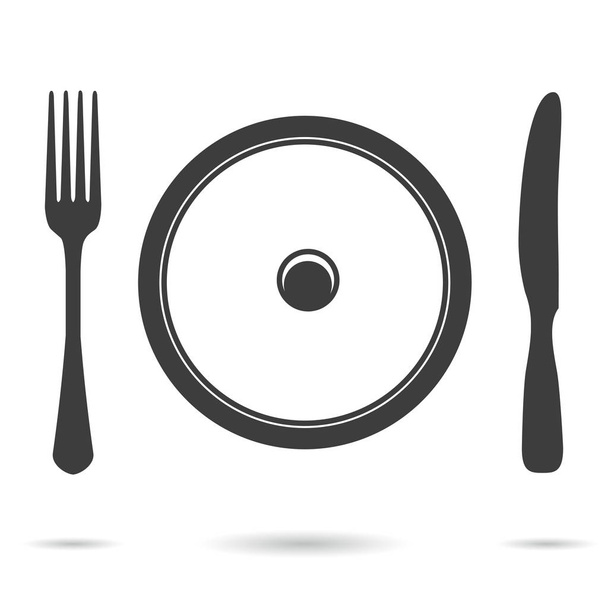 Plate, fork and knife icon - Vecteur, image