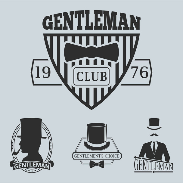 Vintage style design hipster gentleman vector illustration badge black silhouette element. - Вектор, зображення