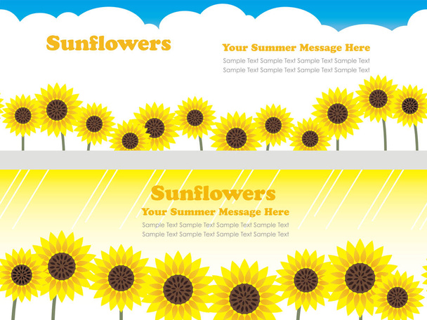 A set of two vector background illustrations of sunflowers. - Vector, Image