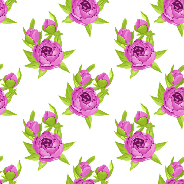 繊維印刷、ブックカバー、壁紙、製造、ラップ、スクラップブッ キングの紫の花のシームレス花柄 - ベクター画像