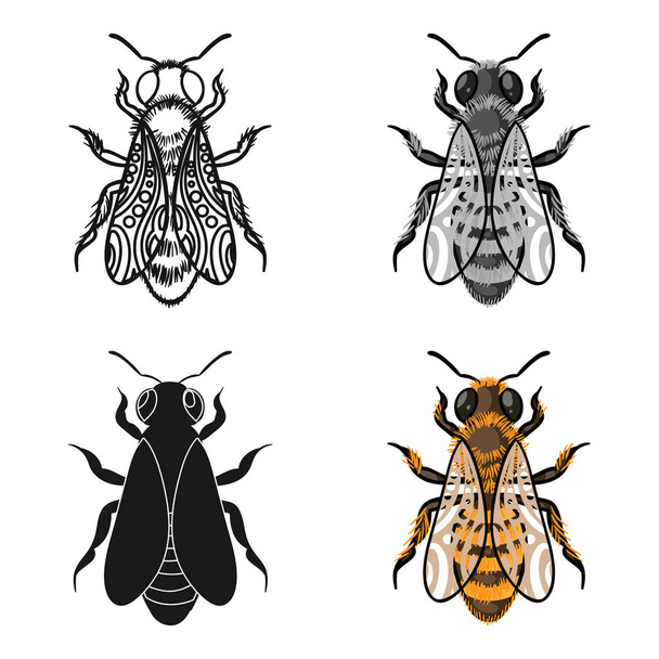 Bee icon in cartoon style isolated on white background. Apairy symbol stock vector illustration - Διάνυσμα, εικόνα