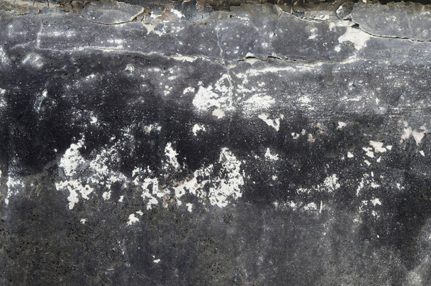 Old Concrete Wall With Damaged Stucco Layer Square Background Texture. Black Gray Cement Textured Surface - Photo, Image