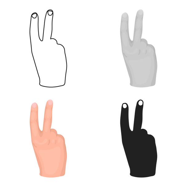 icône de signe de victoire dans le style de dessin animé isolé sur fond blanc. gestes de la main symbole illustration vectorielle de stock
. - Vecteur, image
