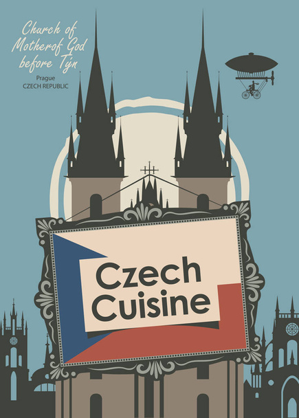 banner for a restaurant Czech cuisine with flag - Вектор, зображення