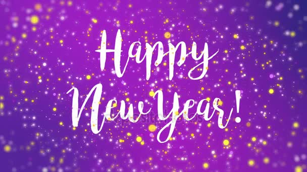 Brillante púrpura Feliz Año Nuevo tarjeta de felicitación de vídeo
 - Imágenes, Vídeo