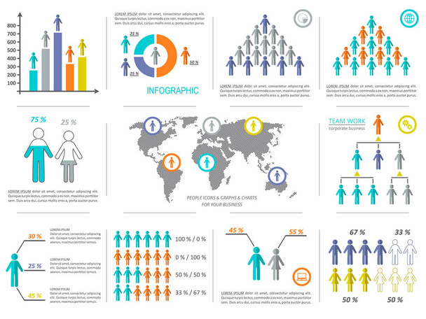 Elementos de diseño infográfico demográfico
 - Vector, imagen