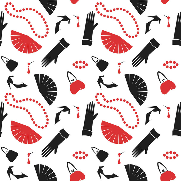Retro seamless pattern with women accessory - Vector, Image