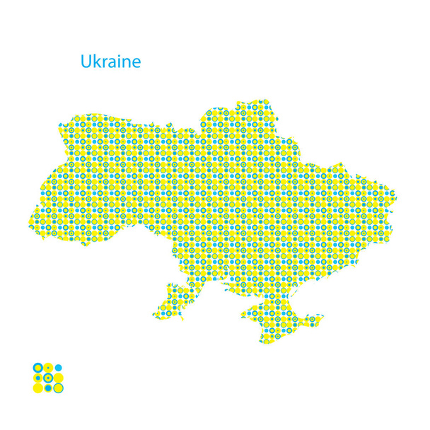 map of Ukraine with the pattern in the national colors - Vektor, Bild