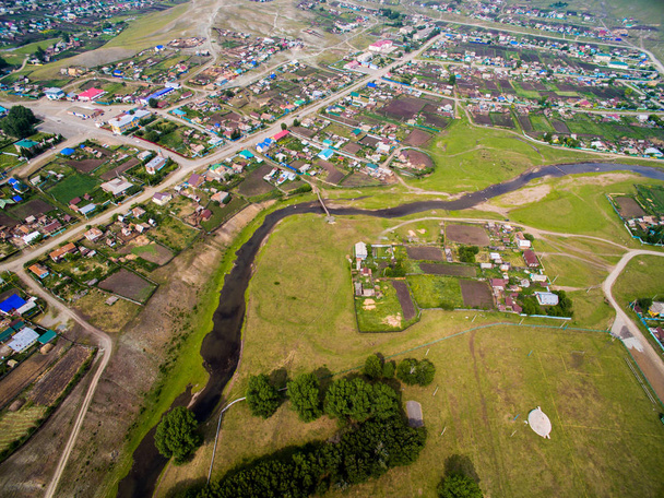Aerial view of the Russian countryside in autumn. Temyasovo village - Foto, immagini