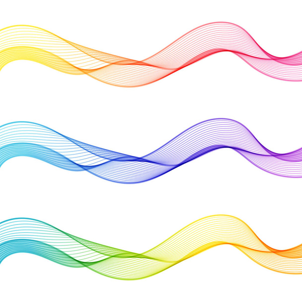 Σύνολο γραμμών πολύχρωμη αφηρημένο κύμα απομονωθεί για λευκό Backgro - Διάνυσμα, εικόνα