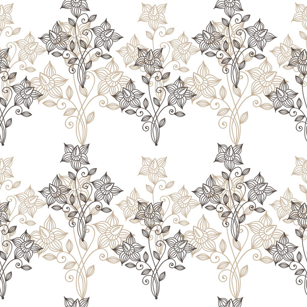 Patrón sin costura de línea ornamentada floral
 - Vector, imagen