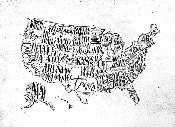 Mapa USA vintage
 - Vector, imagen