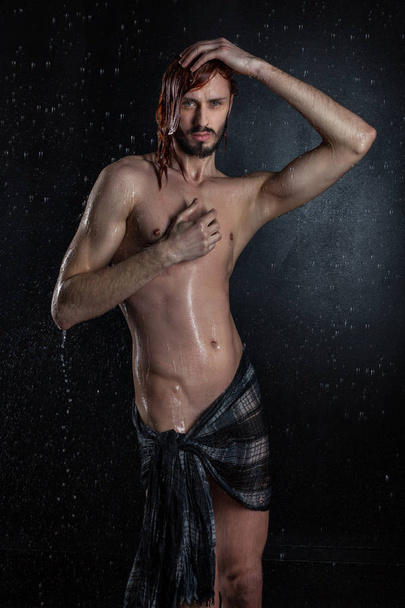 Erotic naked and wet man. - Photo, Image