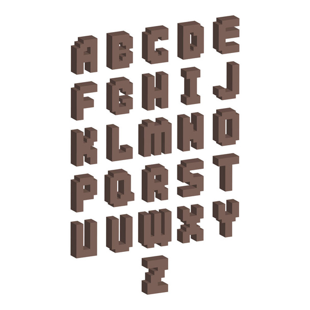 Pixel retro video computadora diseño de juegos 8 bits Letras electrónica futurista estilo de fuente vectorial abc tipografía digital creativo alfabeto aislada - Vector, imagen