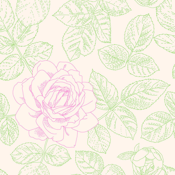 Roses seamless pattern. - Vector, Image