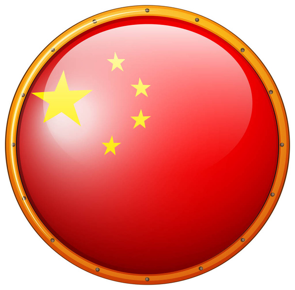 中国の旗の丸いアイコン - ベクター画像