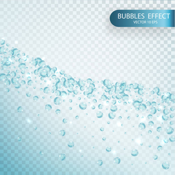 Wasserblasen isoliert auf einem durchsichtigen karierten Hintergrund. - Vektor, Bild