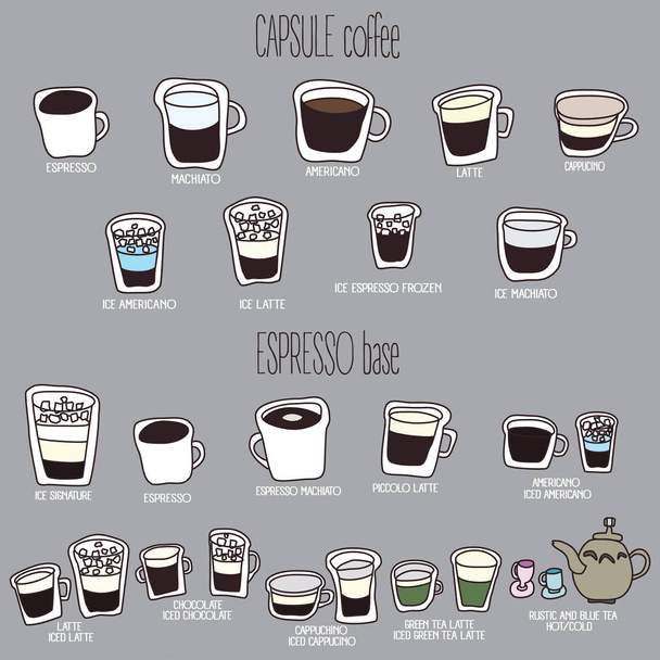 Ładny Kawa menu ręcznie rysowane płaskie wektor - Wektor, obraz