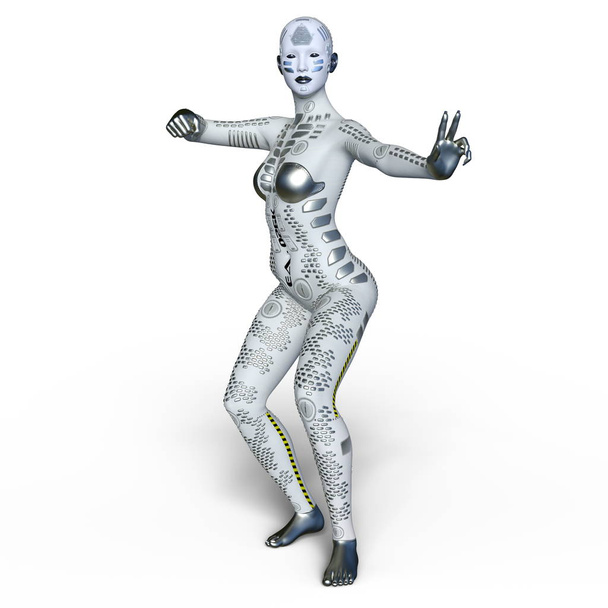 3D CG rendering of a female robot - Фото, изображение