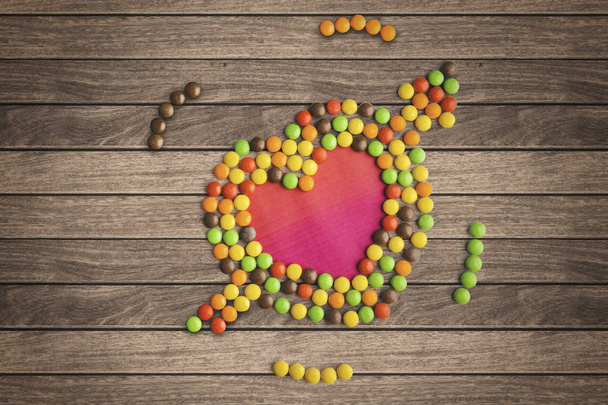 Heart symbol made of candies - Photo, image