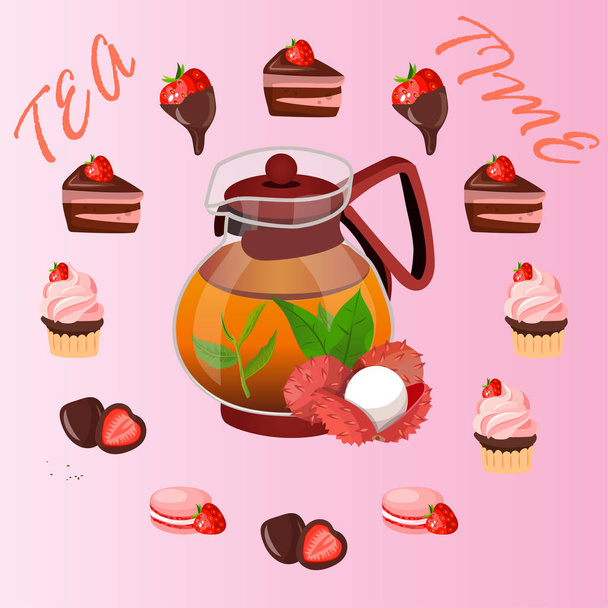 illustration of teapot - Vector, afbeelding