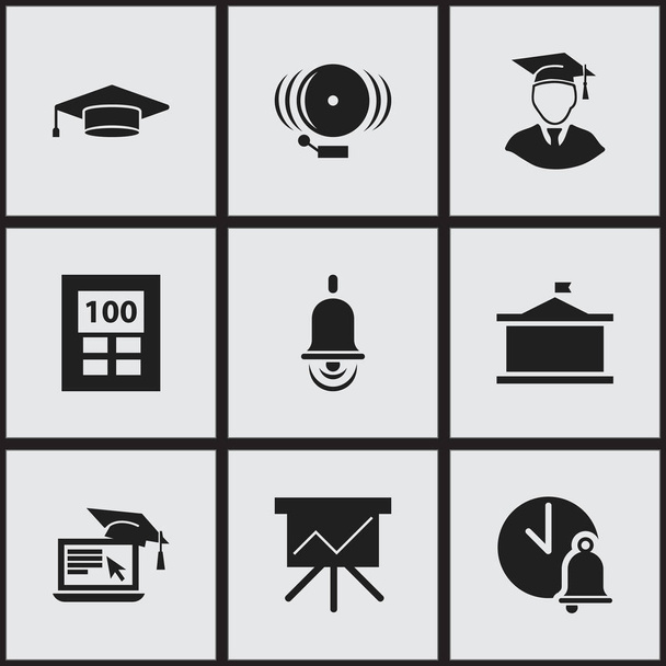 Набор из 9 значков редактируемого образования. Includes Symbols such as Distance Learning, Chart Board, School Bell and More. Can be used for Web, Mobile, UI and Infographic Design
. - Вектор,изображение