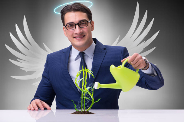 Бізнесмен в концепції ангела інвестора зростає майбутні прибутки
 - Фото, зображення