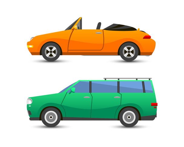 flache Auto Fahrzeugtyp Design Zeichen Technologie Stil Vektor generische klassische Geschäft Illustration isoliert. - Vektor, Bild