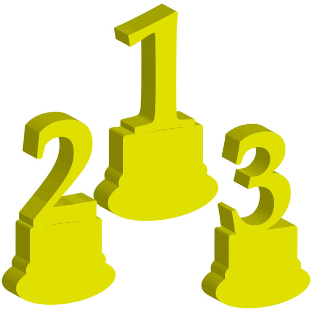 3d Zahl 1,2,3, Auszeichnung auf weißem Hintergrund - Vektor, Bild