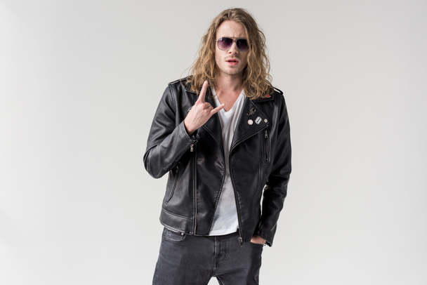man in black leather jacket - Foto, imagen