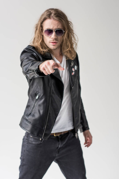 man in black leather jacket - Photo, Image