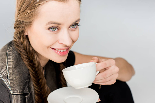 attractive woman with tea cup - Фото, изображение