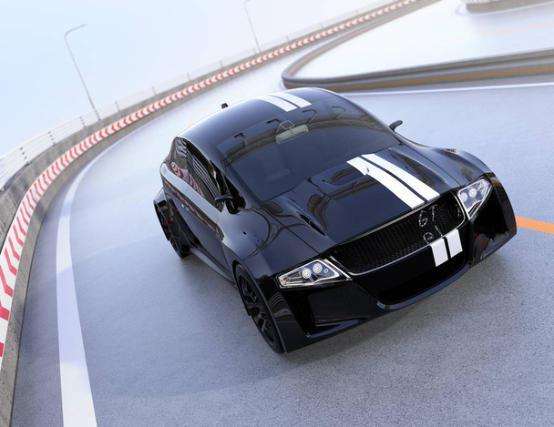 Negro coche deportivo eléctrico que conduce en la carretera
 - Foto, Imagen