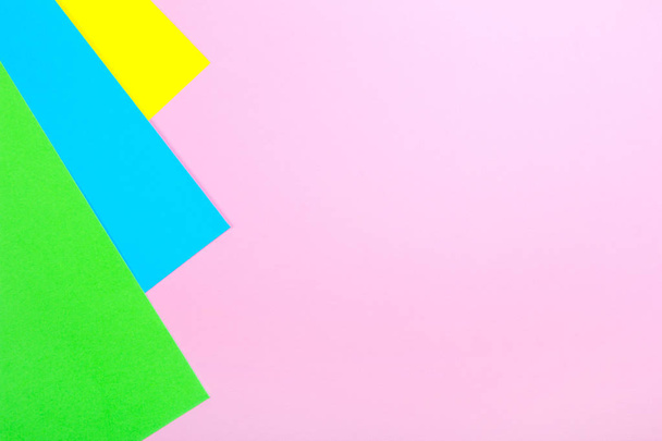 Material design yellow, blue, pink and green paper background. Photo. - Photo, Image
