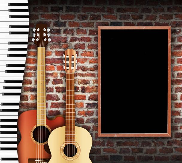Gitar ve klavye duvar - Fotoğraf, Görsel